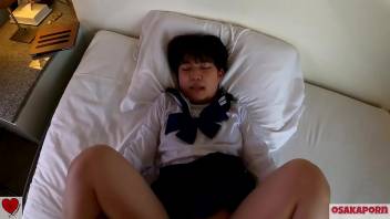 18 years old teen Japanese with small tits enjoys sex of cowgirl and gets orgasm so many times. Amateur Asian with costume cosplay gives blowjob deeply. Mao 8 OSAKAPORN